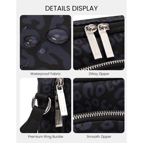 Small Crossbody Bag Women Waterproof Nylon Multi-Pocket Adjustable Strap - Picture 4 of 5